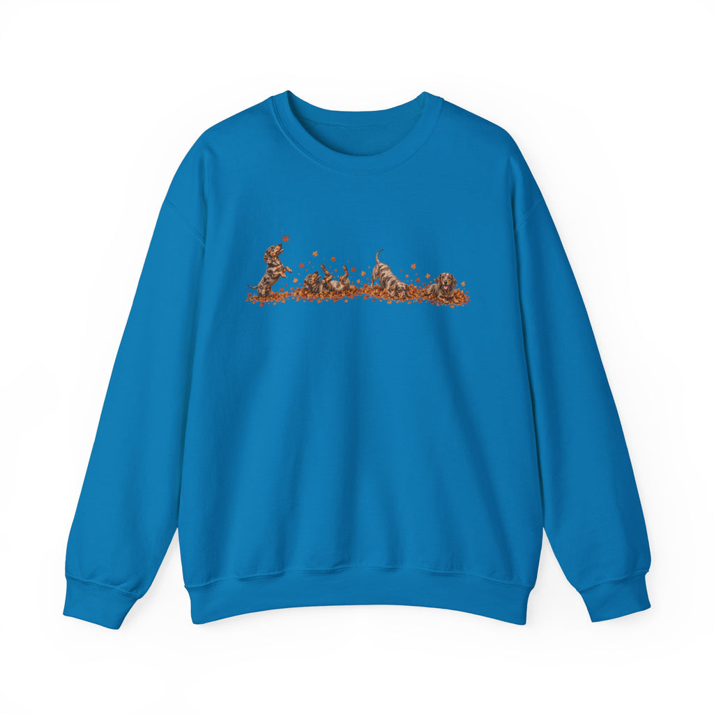 Dachshund Playing in Leaves Fall Sweatshirt