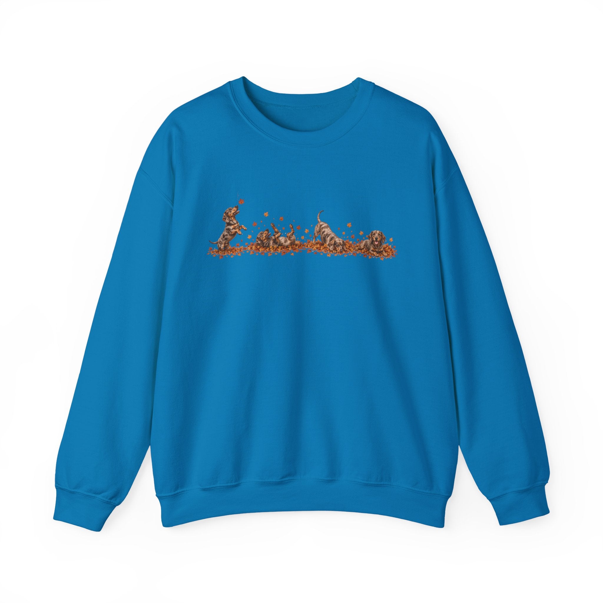 Dachshund Playing in Leaves Fall Sweatshirt