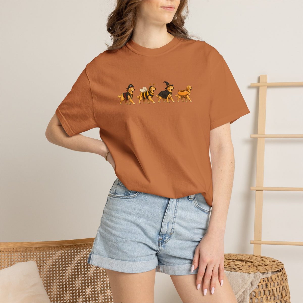 Golden Retriever Halloween Costume Comfort Colors Tee