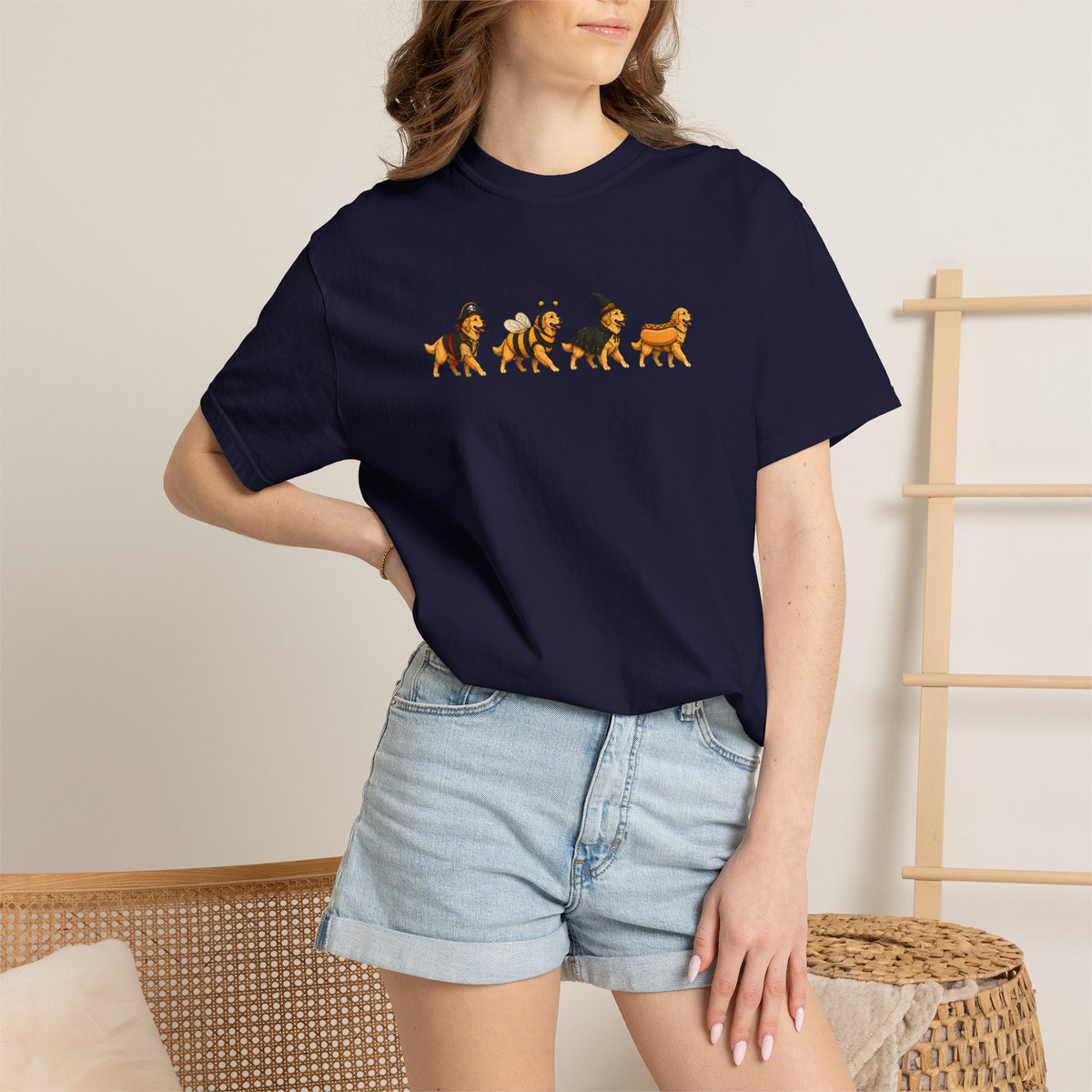 Golden Retriever Halloween Costume Comfort Colors Tee