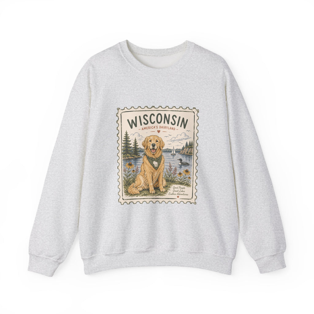 Wisconsin Golden Retriever Stamp Sweatshirt | Dog Mom Crewneck