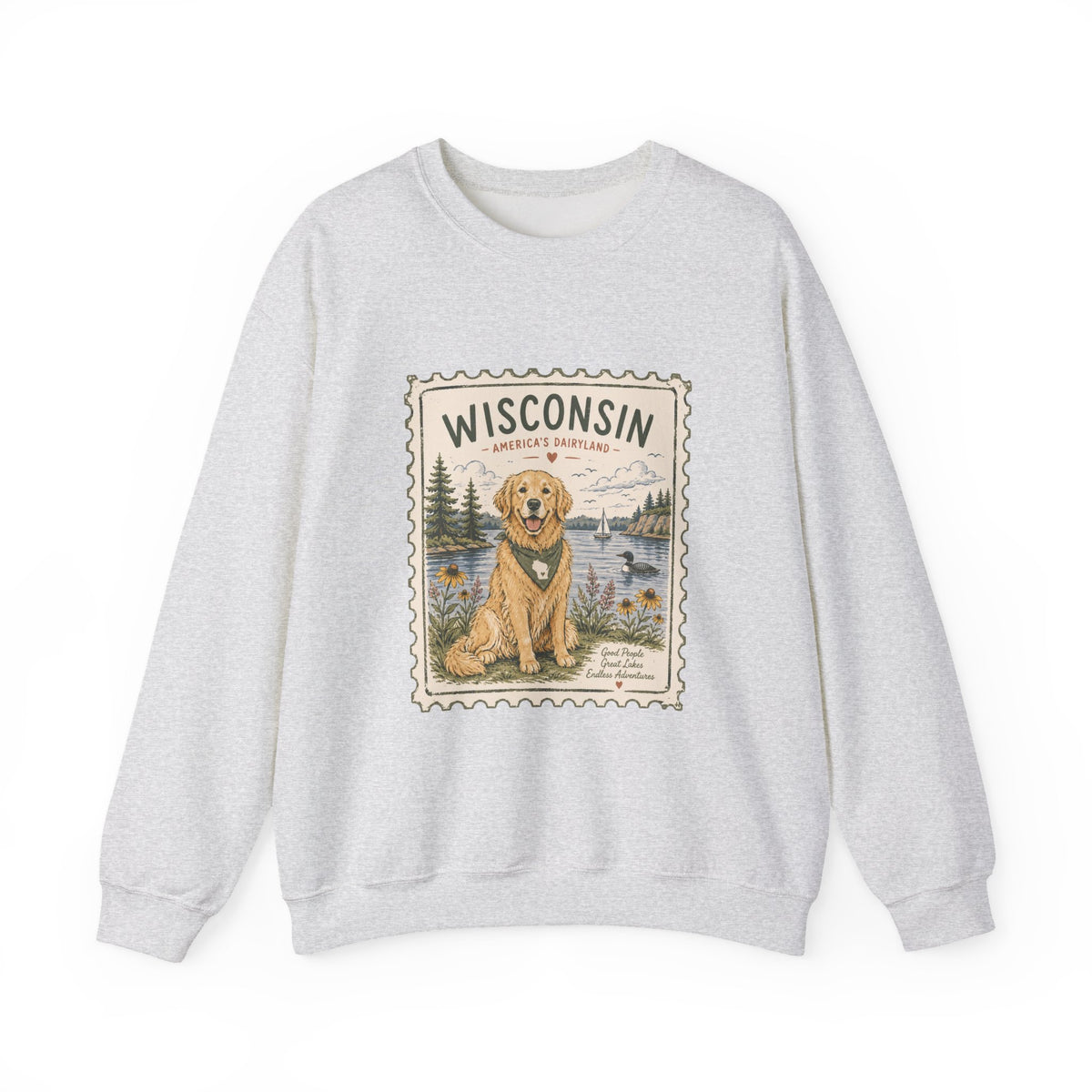Wisconsin Golden Retriever Stamp Sweatshirt | Dog Mom Crewneck