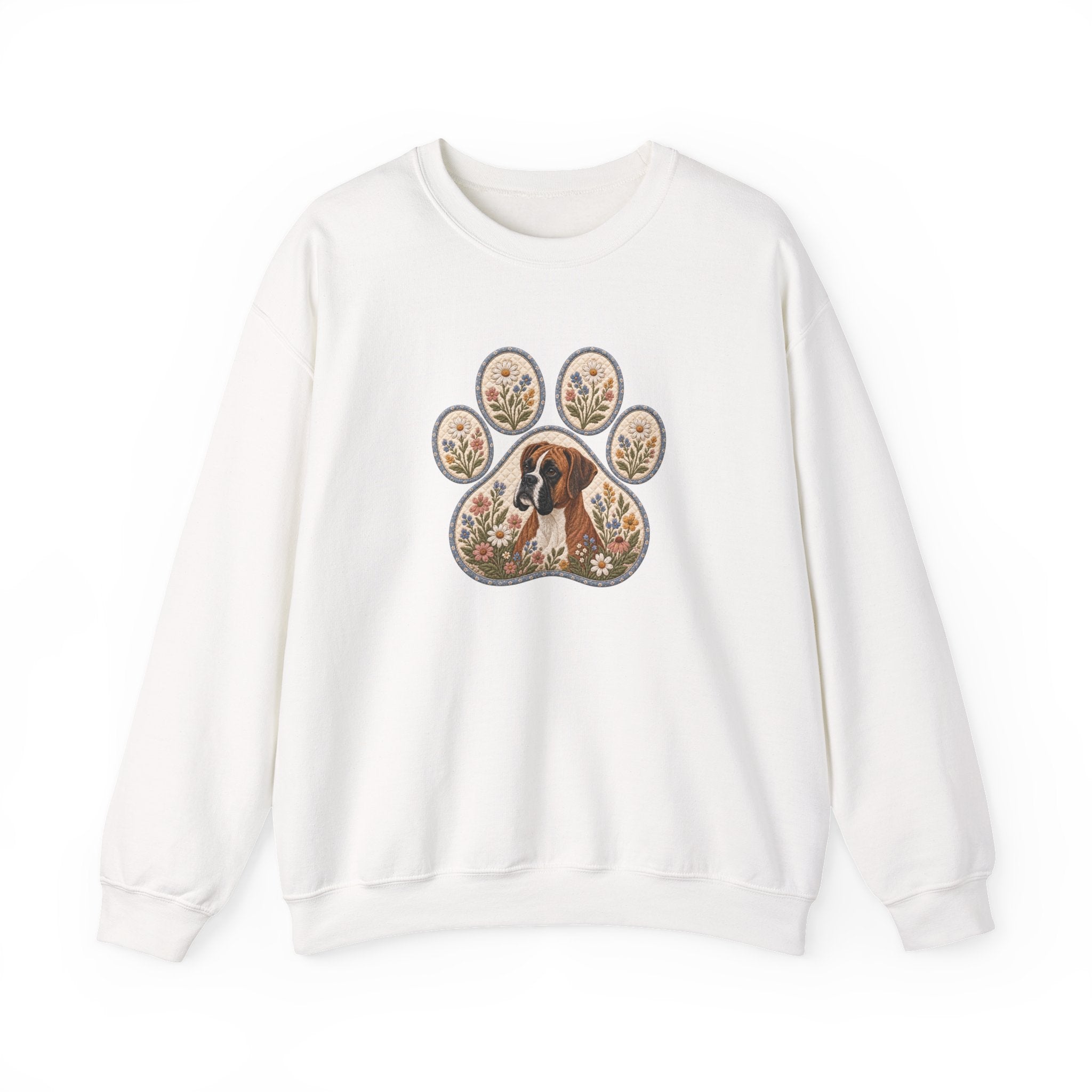Boxer Dog Floral Paw Print Sweatshirt