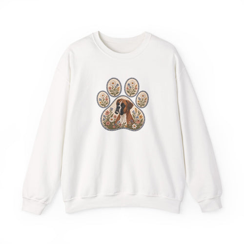Boxer Dog Floral Paw Print Sweatshirt
