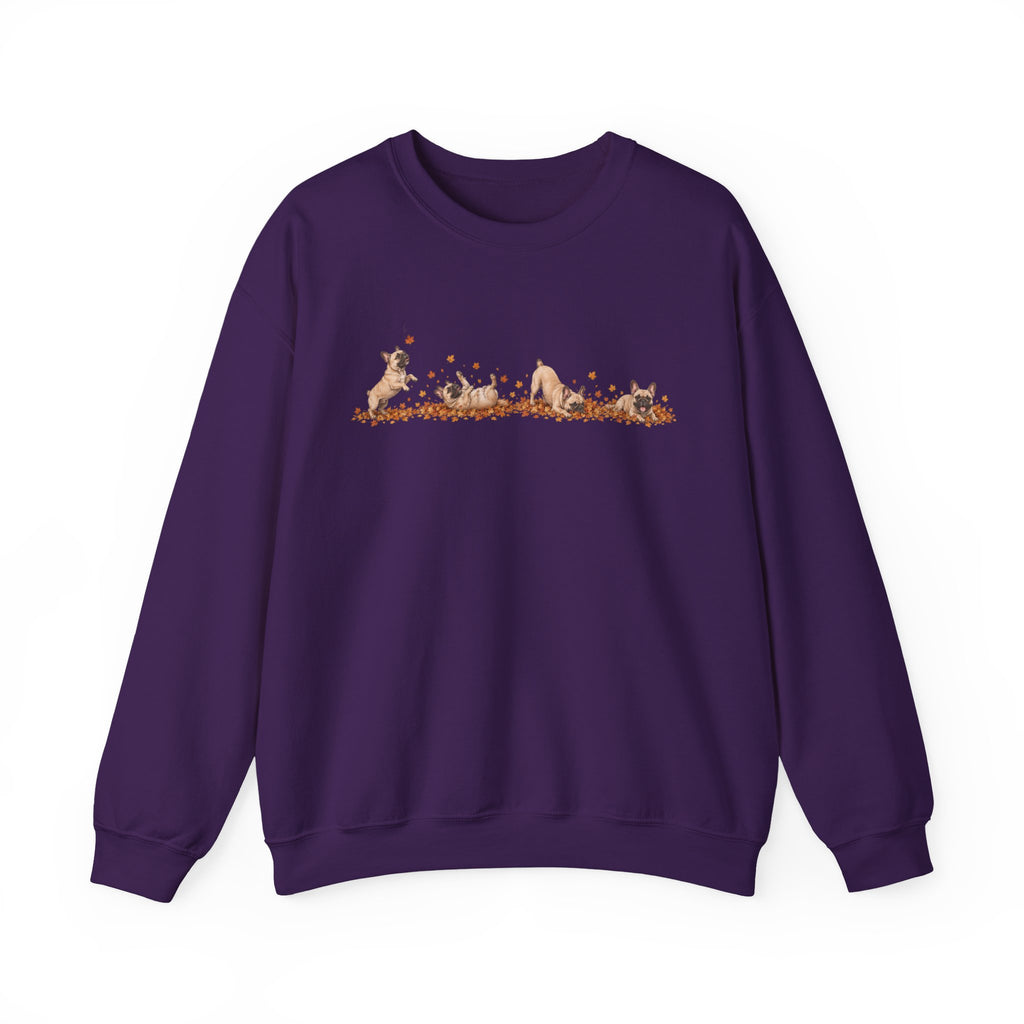 French Bulldog Playing in Leaves Fall Sweatshirt