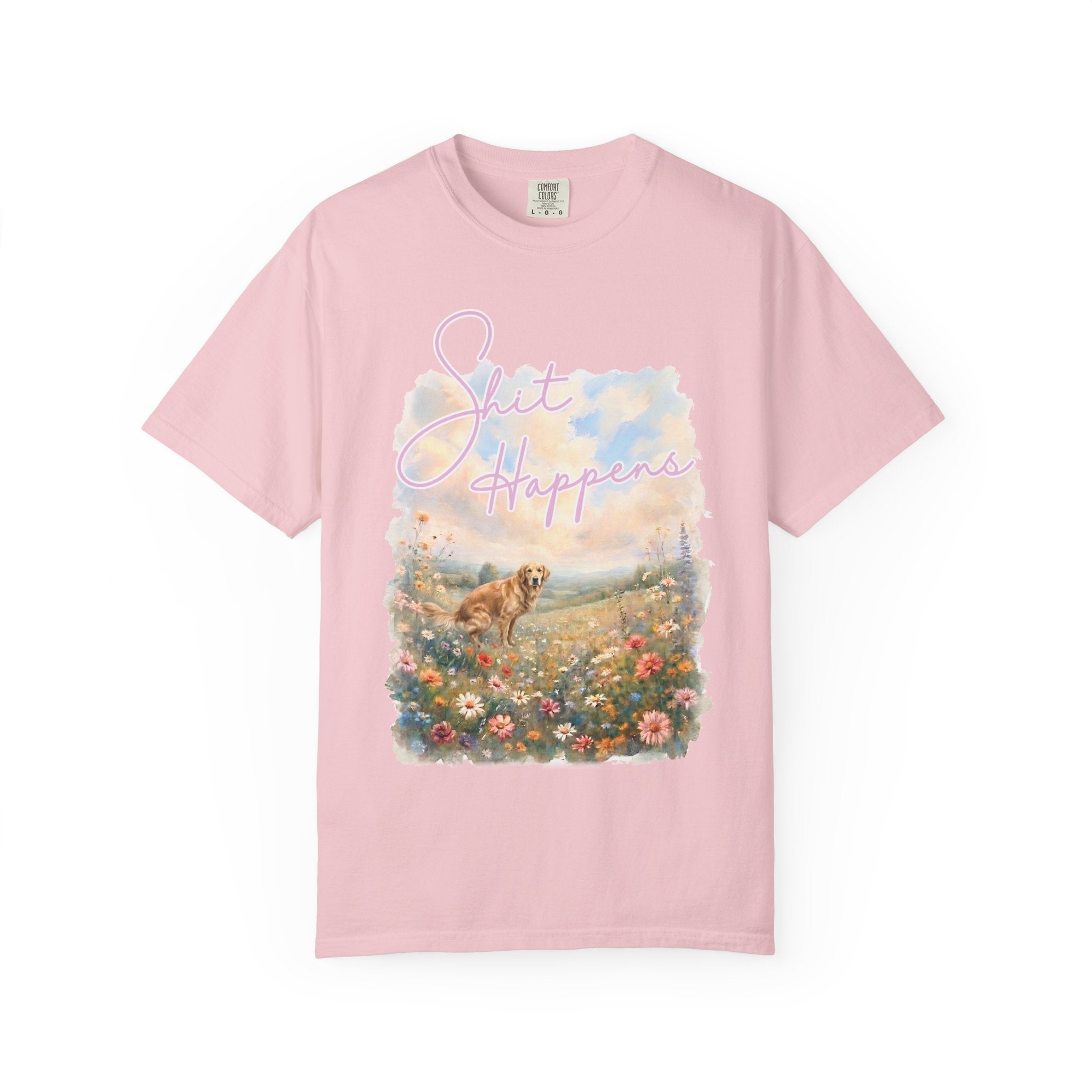 Shit Happens Golden Retriever Comfort Colors T-Shirt