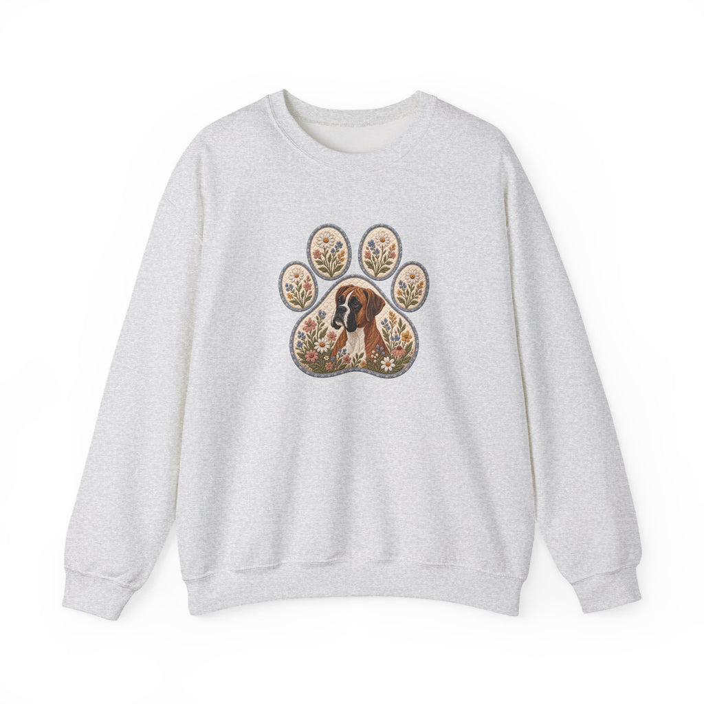 Boxer Dog Floral Paw Print Sweatshirt