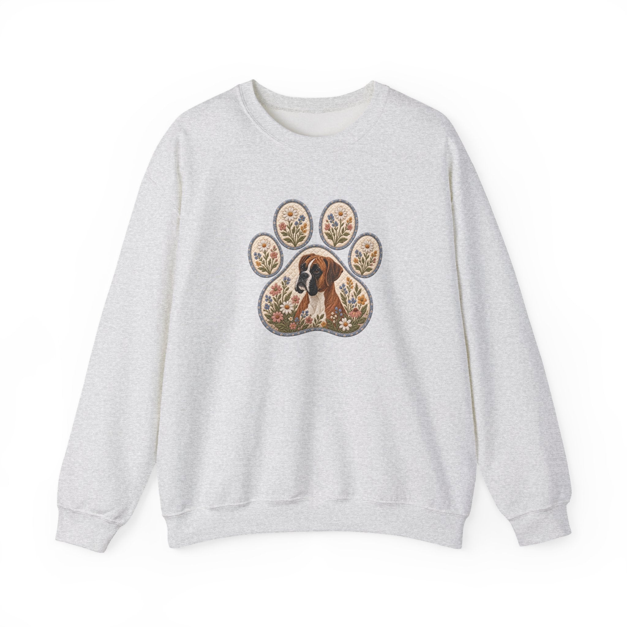 Boxer Dog Floral Paw Print Sweatshirt