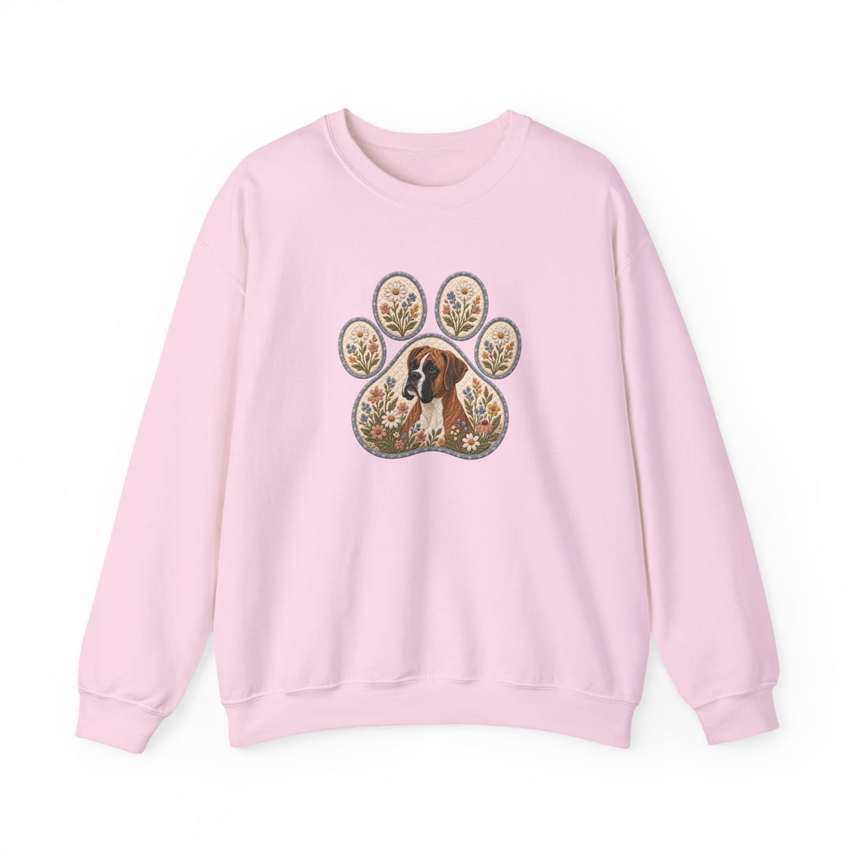 Boxer Dog Floral Paw Print Sweatshirt