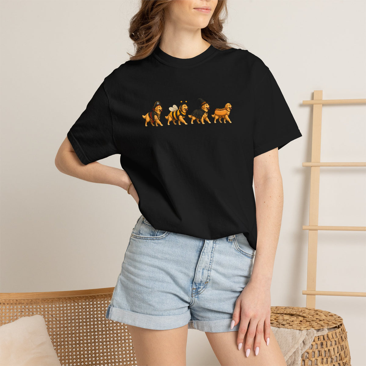 Golden Retriever Halloween Costume Comfort Colors Tee