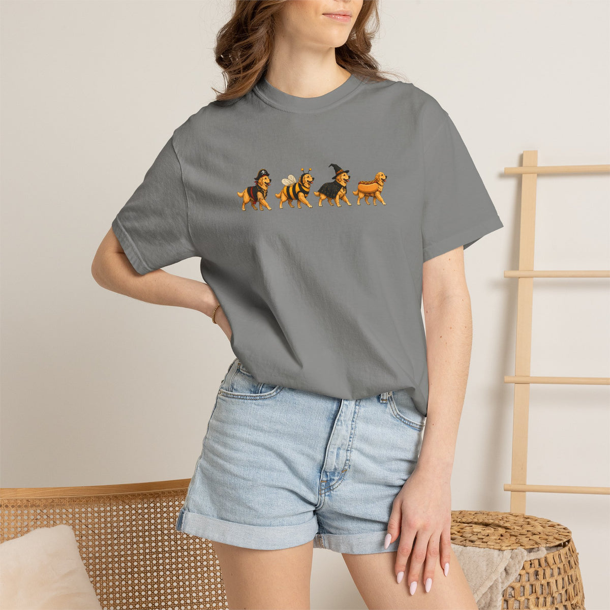 Golden Retriever Halloween Costume Comfort Colors Tee