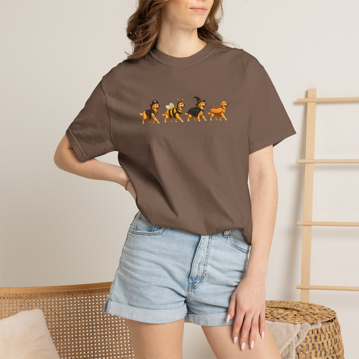 Golden Retriever Halloween Costume Comfort Colors Tee