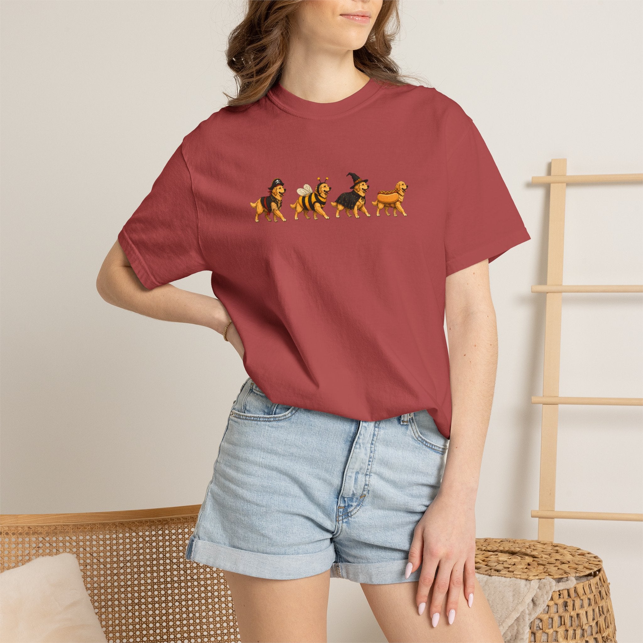 Golden Retriever Halloween Costume Comfort Colors Tee