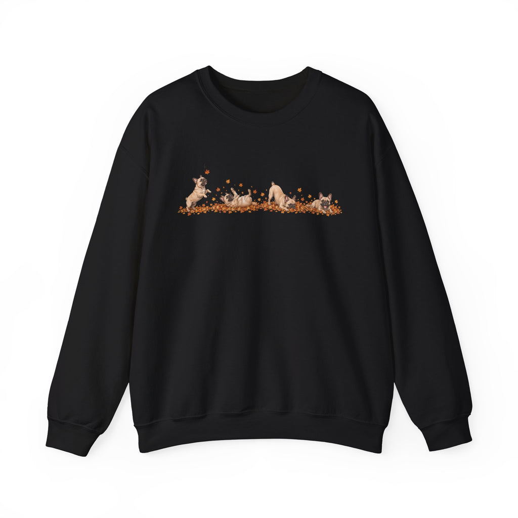 French Bulldog Playing in Leaves Fall Sweatshirt