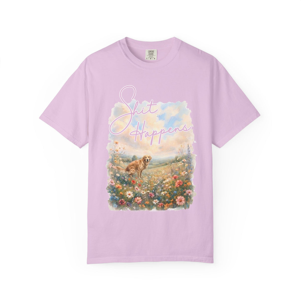 Shit Happens Golden Retriever Comfort Colors T-Shirt